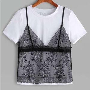 Lace overlay T-shirt